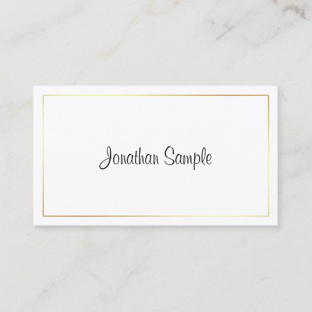 Handwritten Script Trendy Design Elegant Plain Business Card (Front)