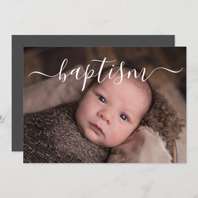 Handwritten Script Typography baptism Invitation (Front/Back)