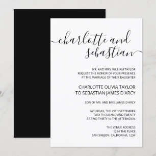 Handwritten Script Typography Black White Elegant Invitation