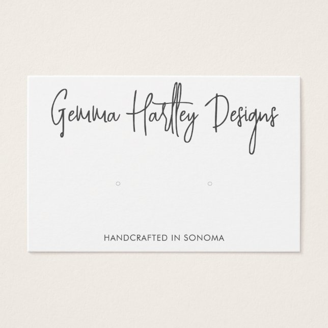 Handwritten Script Typography Earring Display Card (Front)