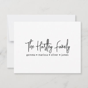 Handwritten Script Typography Family Names Card