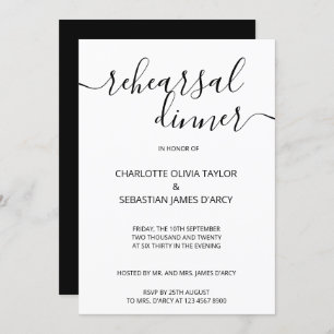 Handwritten Script Typography Rehearsal Dinner Invitation
