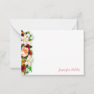 Handwritten Script Watercolor Flowers Colourful Card