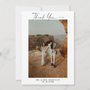 Handwritten Script Wedding 2-Photo Thank You Card