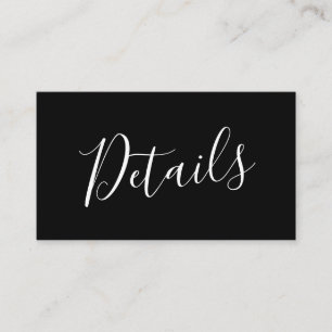 Handwritten Script Wedding Details Black Enclosure Card