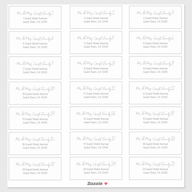 Handwritten Script Wedding Guest Address Labels (Sheet)
