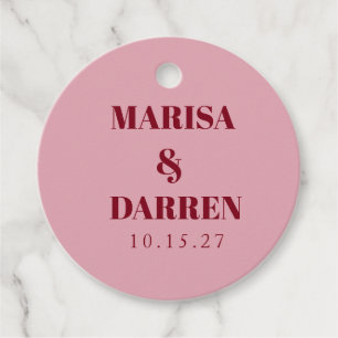 Handwritten Script Whimsical Pink Custom Wedding  Favour Tags