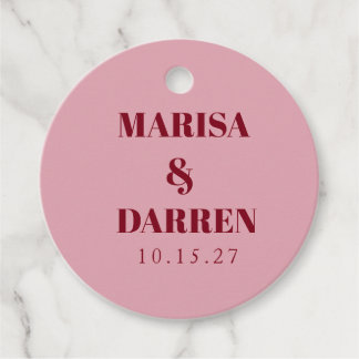 Handwritten Script Whimsical Pink Custom Wedding  Favour Tags