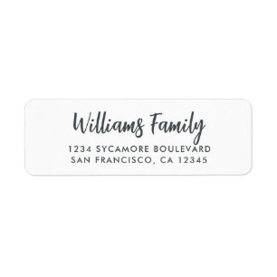 Handwritten Script White Family Return Address Label