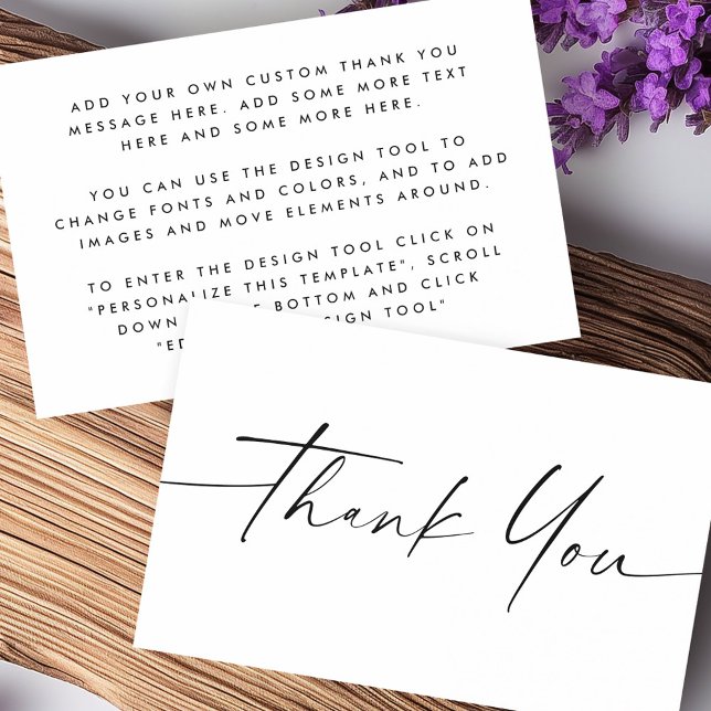 Handwritten script white mini thank you card (Handwritten script white mini thank you card)