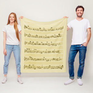 Handwritten Sheet Music Song Notes Antique Ivory Fleece Blanket