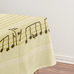 Handwritten Sheet Music Song Notes Antique Ivory Tablecloth