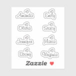 Handwritten Signature Heart Script Name Sticker<br><div class="desc">Set of eight script custom name stickers with a heart design. All names on the stickers can be easily transformed into another name of your choice or any other text. It's a great way to mark your Wedding, Bridal Shower, Bachelorette Party or any other event gifts or favours with a...</div>