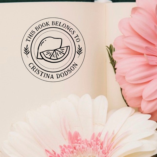 Handwritten Simple Lemon Custom Book Rubber Stamp (Creator Uploaded)