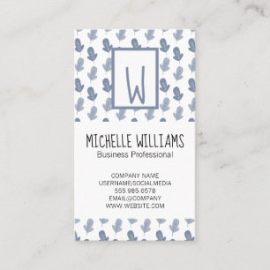 Handwritten Style Monogram Leaf Pattern Business Card