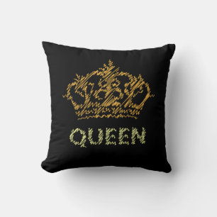 handwritten style queen crown throw pillow