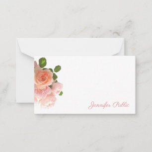 Handwritten Stylish Watercolor Roses Pastel Colour Card
