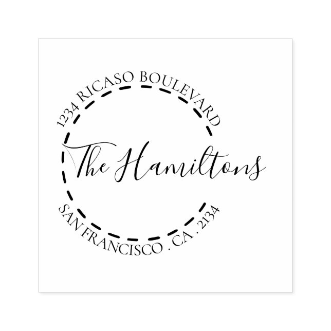 Handwritten Surname Circular Address Personalised Rubber Stamp (Imprint)