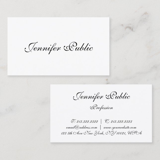 Handwritten Template Modern Script Elegant Simple Business Card (Front/Back)