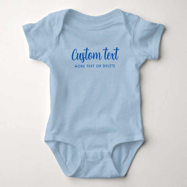 Handwritten Text Name Template One-Pieces Blue Boy Baby Bodysuit (Front)