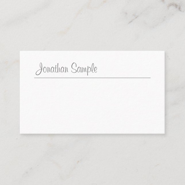 Handwritten Text Stylish Design Minimalist Plain Business Card (Front)