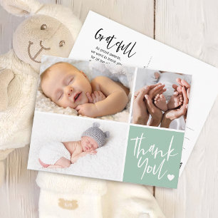 Handwritten Thank You Birth Announcement Photos Postcard