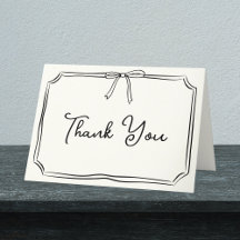 Handwritten Thank You Card Cute Chic Coquette Bow