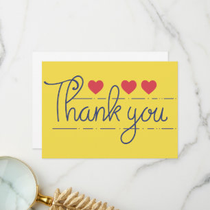 Handwritten Thank You with Hearts