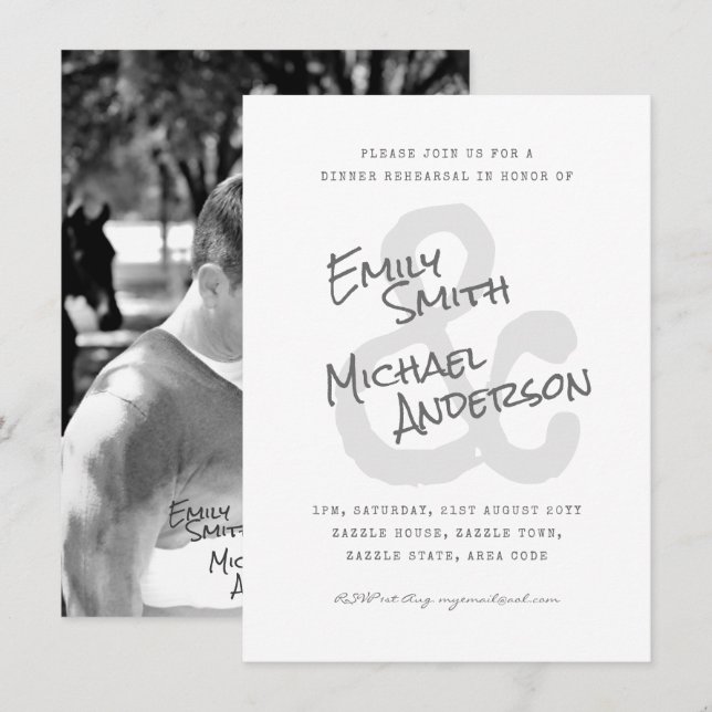 Handwritten Typeset Ampersand PHOTO Invitations (Front/Back)