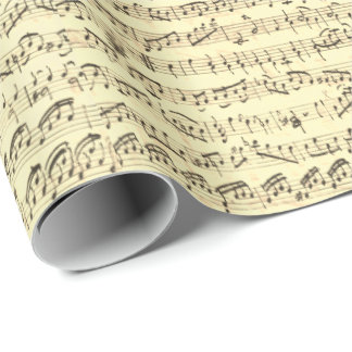 Handwritten Vintage Sheet Music Notes Wrapping Paper