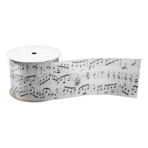 Handwritten Vintage Sheet Music White Ribbon Satin Ribbon