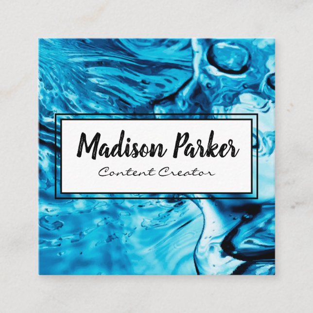 Handwritten Water Background Square Business Card (Front)