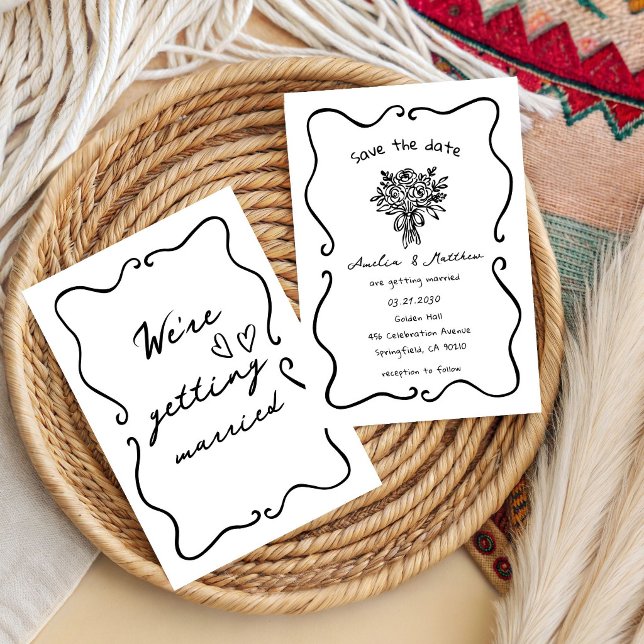 Handwritten Wedding Doodle couple Whimsical Invitation (Creator Uploaded)