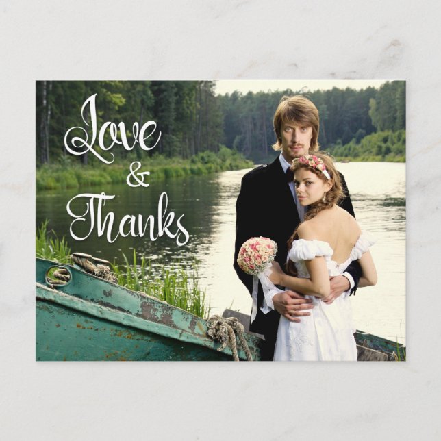 Handwritten Wedding Photo Thank You Postcard (Front)