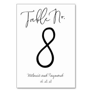 Handwritten Wedding Table Number Card