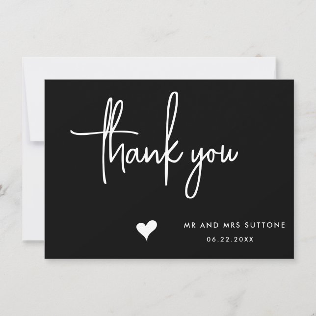 Handwritten wedding thank you card, simple design (Front)