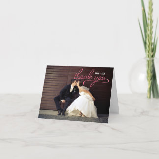 HANDWRITTEN Wedding Thank You Photo Card - Pink
