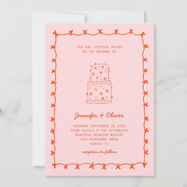 Handwritten Whimsical Colorful Wedding Invitation (Front)