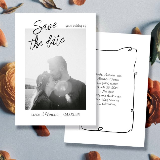 Handwritten Whimsical photo save the date Invitation (Creator Uploaded)