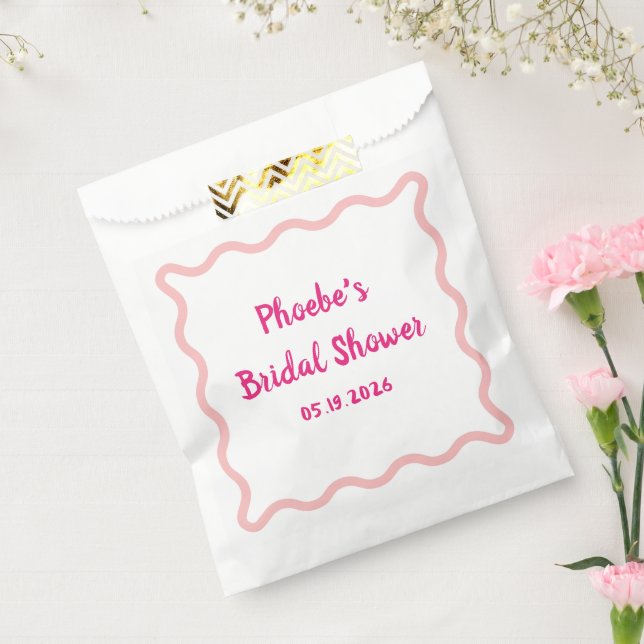 Handwritten Whimsical Wavy Border Bridal Shower Favour Bag (Sealed)