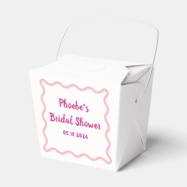 Handwritten Whimsical Wavy Border Bridal Shower Favour Box (Front Side)