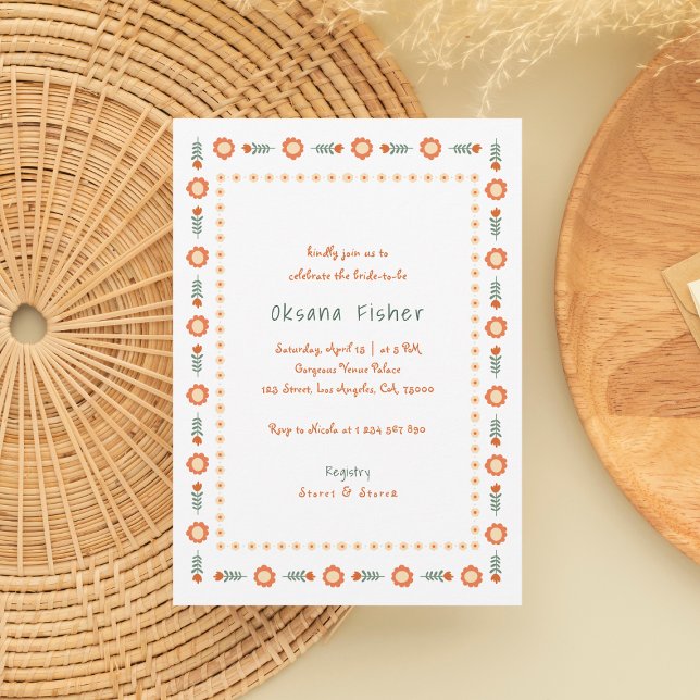Handwritten Whimsy Boho Groovy Frame Bridal Shower Invitation (Creator Uploaded)