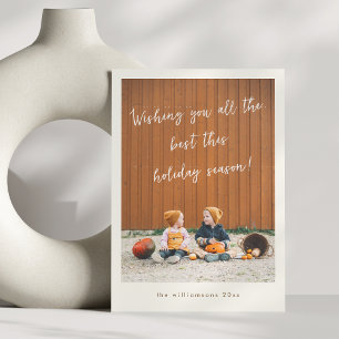 Handwritten White Overlay Vertical Photo Christmas Holiday Card