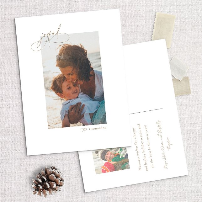 Handwritting Joyful Minimalist Holiday Photo Card (Creator Uploaded)