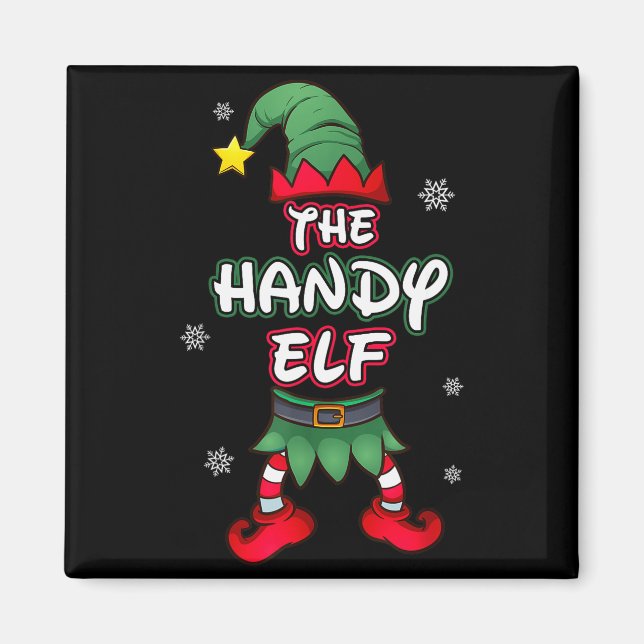 Handy Elf Christmas Pajamas Pjs Matching Family Gr Magnet (Front)