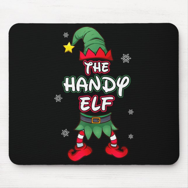 Handy Elf Christmas Pajamas Pjs Matching Family Gr Mouse Pad (Front)