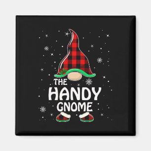 Handy Gnome Buffalo Plaid Matching Family Christma Magnet
