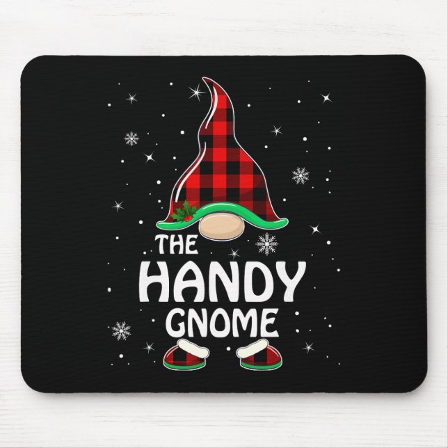Handy Gnome Buffalo Plaid Matching Family Christma Mouse Pad (Front)