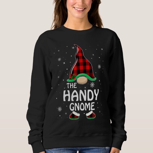 Handy Gnome Buffalo Plaid Matching Family Christma Sweatshirt (Front)