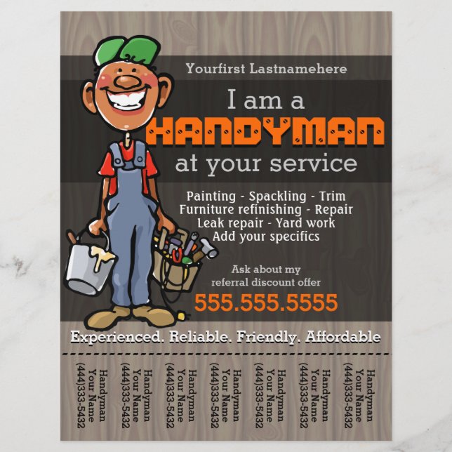 Handy Man.Carpenter.Plumber.Painter.Afro American Flyer (Front)